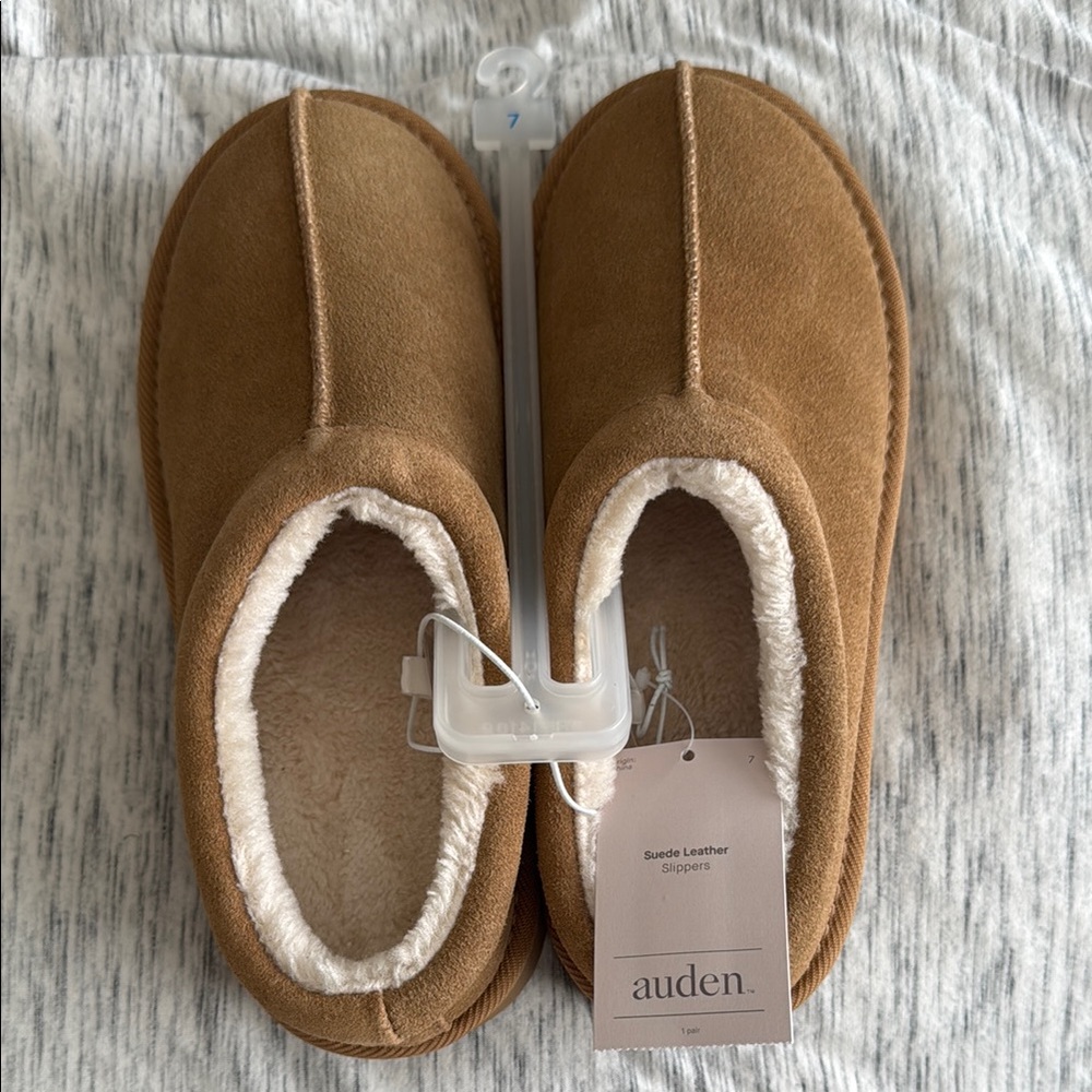 Brand New Auden Brown Suede Slippers with Tag